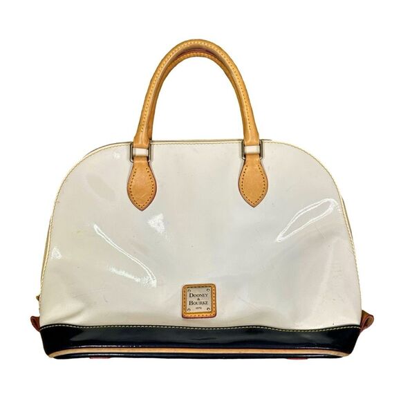 Vintage Dooney & Bourke Patent Leather Zip Zip Satchel - 11” x 9.5” x 5” - Picture 1 of 10